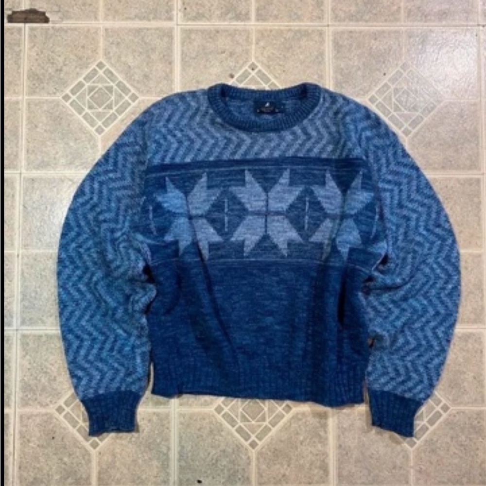 Sperry Blue Patterned Crewneck Sweater